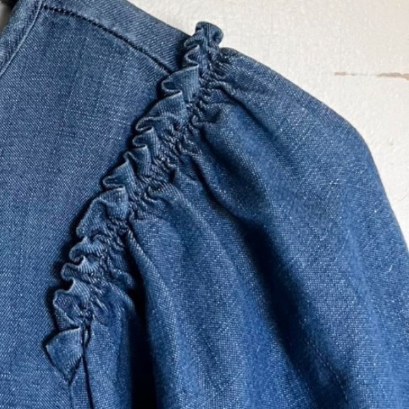 LOFT Blue Blouse Elegant Cotton Blend - Picture 13 of 13